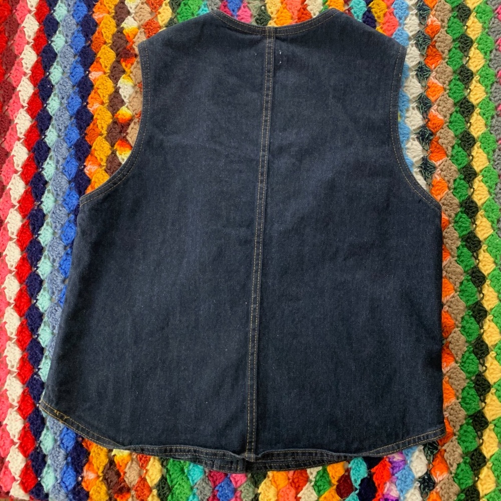 Vintage 1960s Levis Orange Tab Dark Wash Denim Pocket Vest Strauss & Com… - Picture 8 of 14